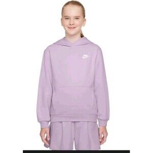 Nike Pullover Fleece Hoodie Size Large Girls Purple Club Fleece Oversized